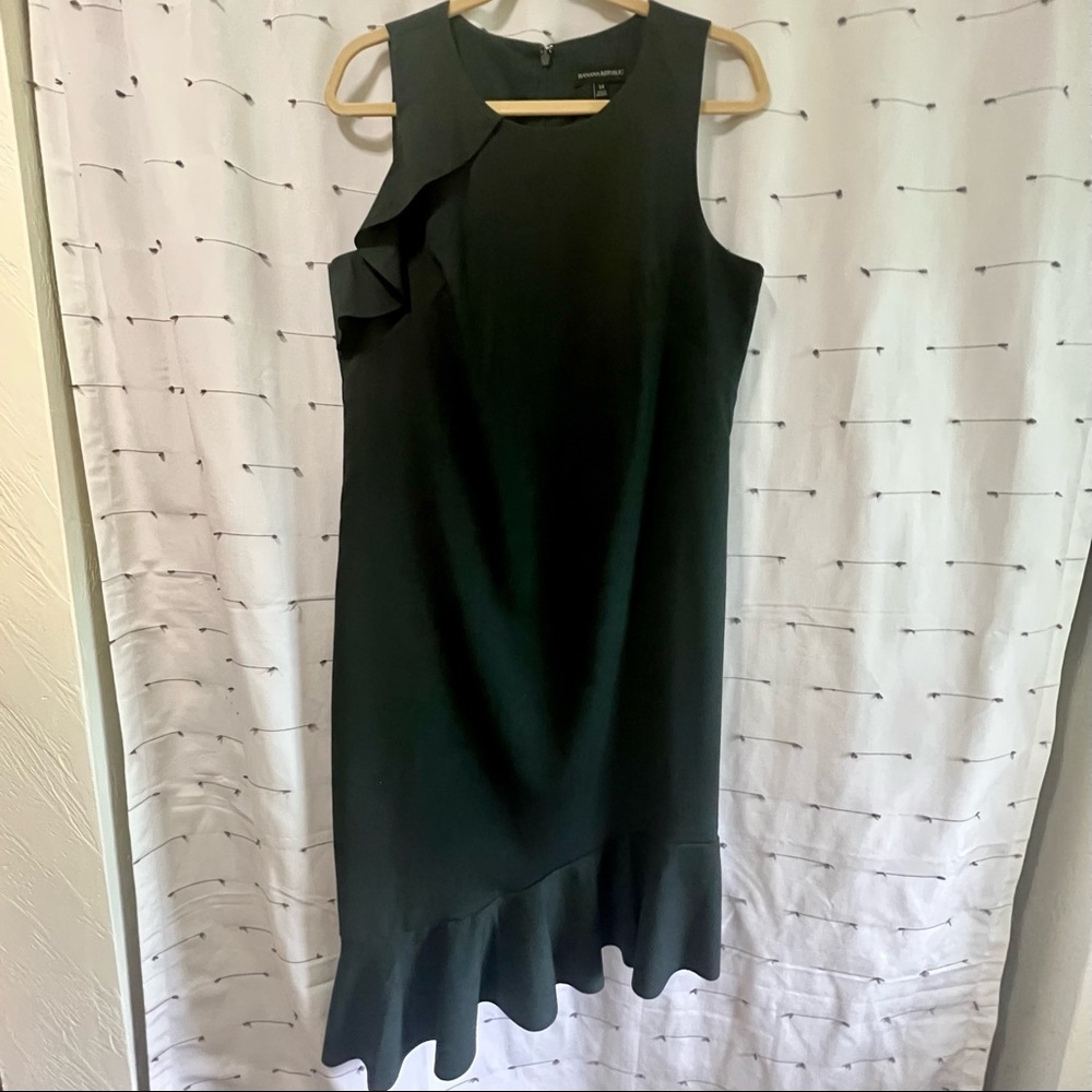 Banana Republic asymmetrical hem flutter flounce sleeveless sheath dress 14